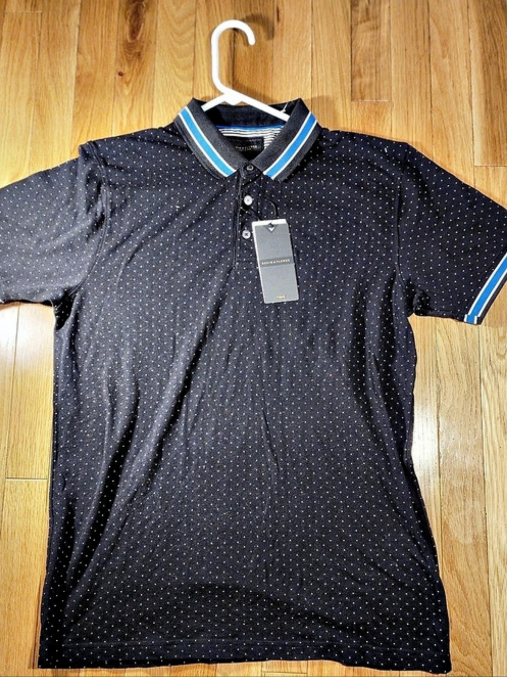 Denim & Flower Men's Polo Black & Blue Size L NWT